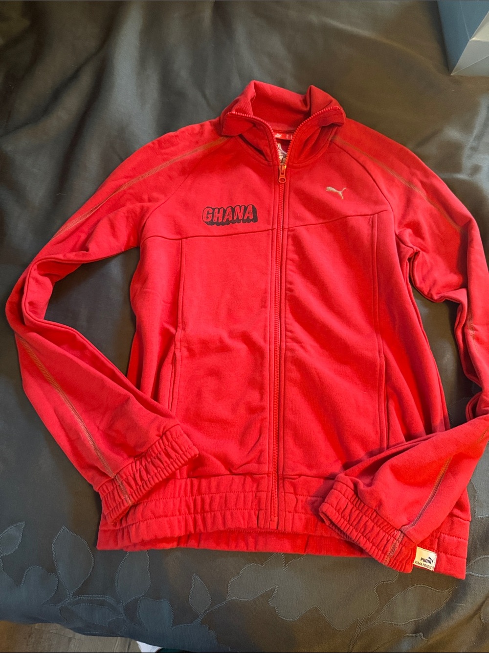 Puma Red Ghana zip jacket with Embroidered Soccer Crest